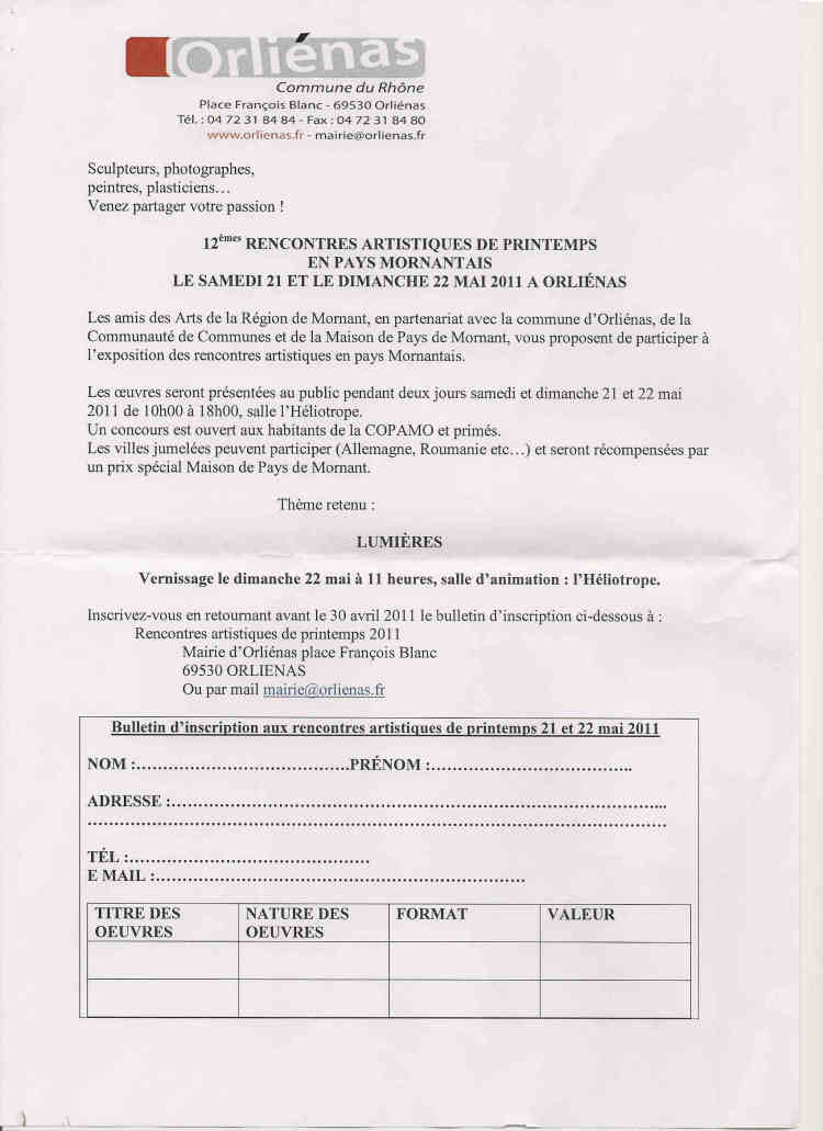 inscription rencontres de printemps 2011